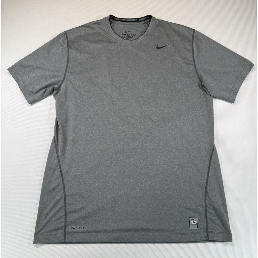 Nike Pro Combat Dri Fit Compression Shirt XL Gray Athletic Top